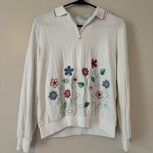 Alfred Dunner White Zip-Up Top